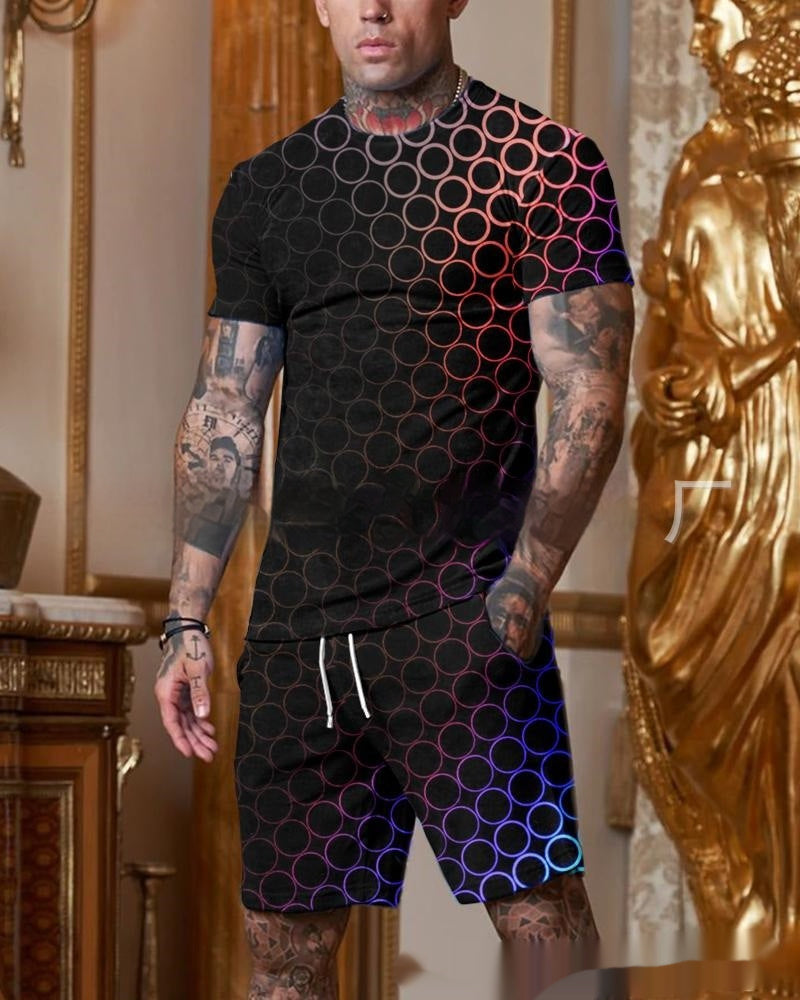 Men’s Stylish Gradient Short Sleeve Set