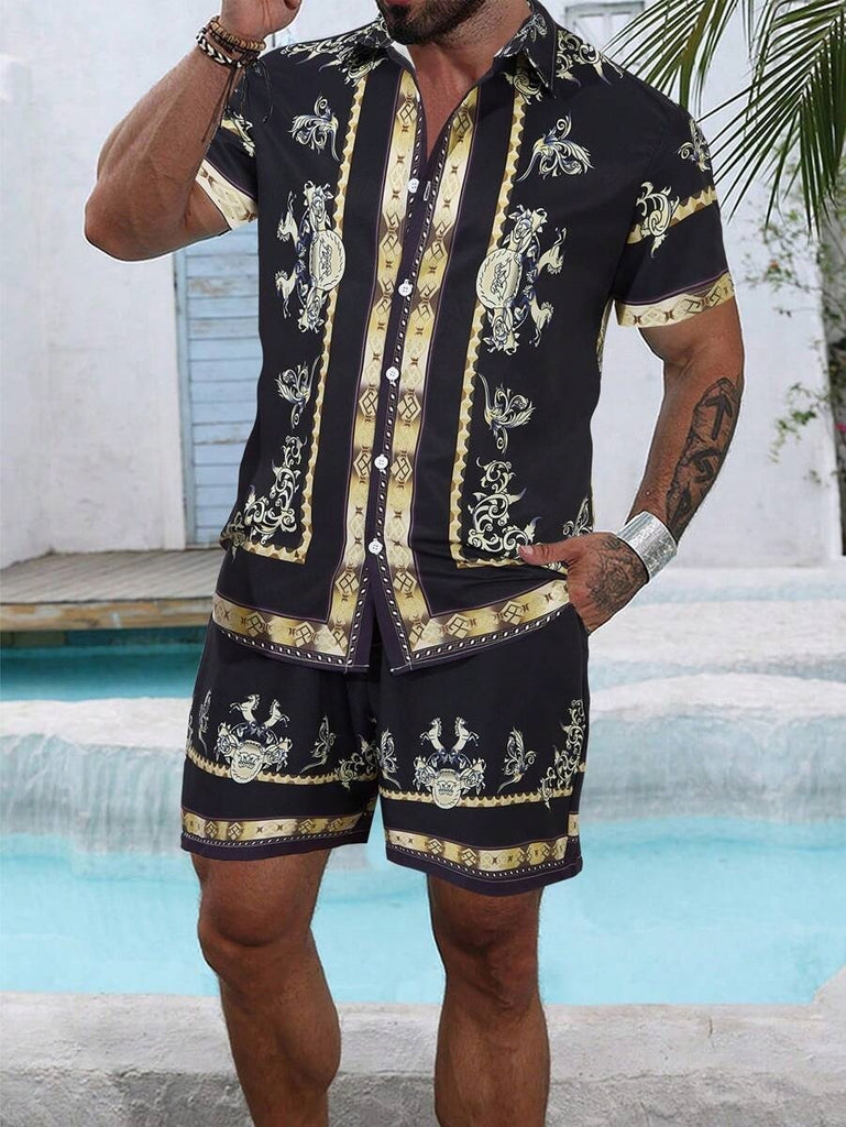 Men’s Trendy 3D Print Two-Piece Set