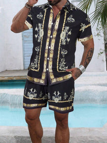 Men’s Trendy 3D Print Two-Piece Set