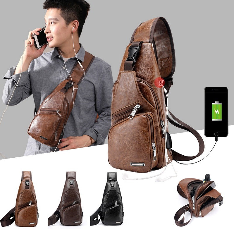 Custom USB Charging Chest Bag for Men