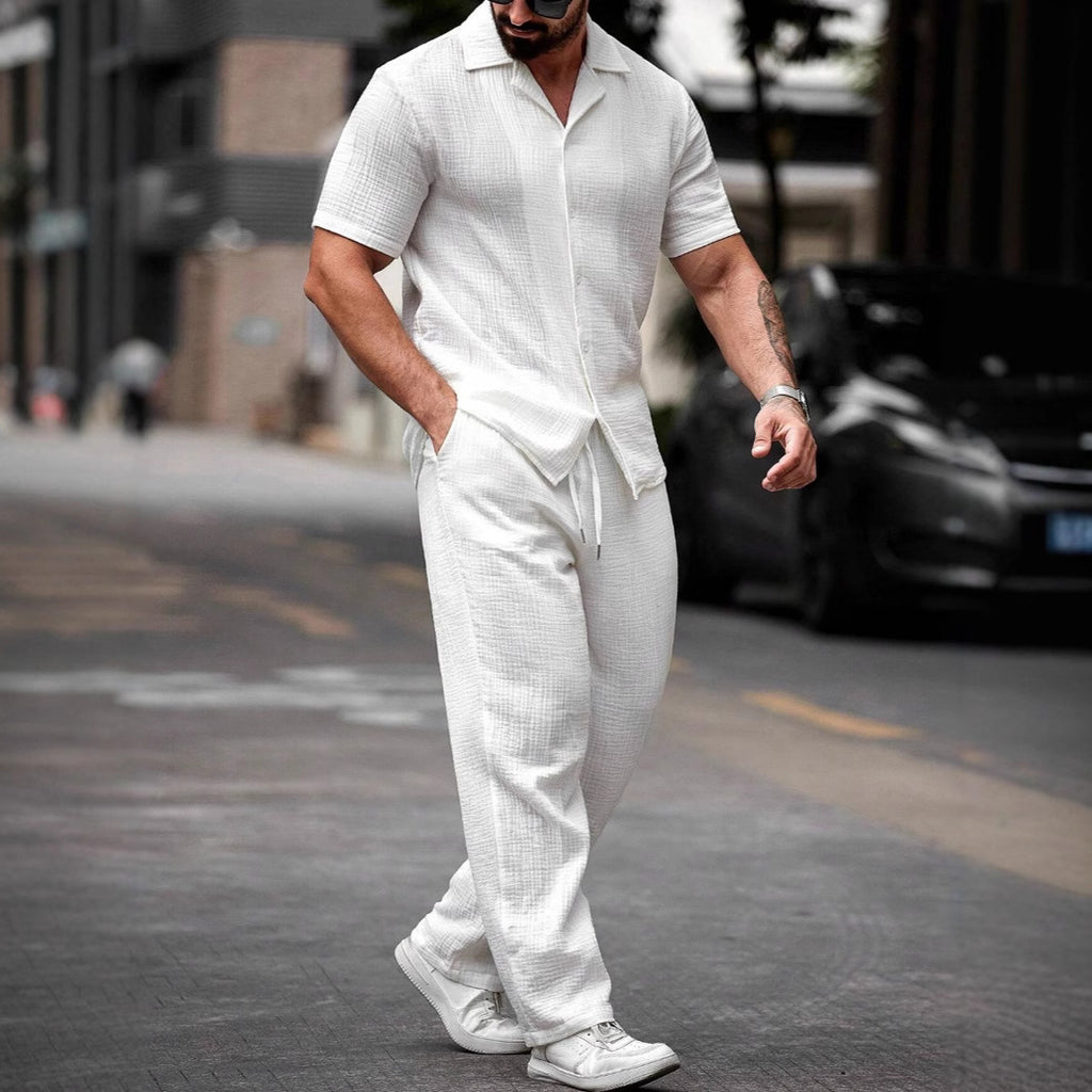 Men’s Polo Collar Shirt and Trousers Set