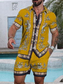Men’s Trendy 3D Print Two-Piece Set