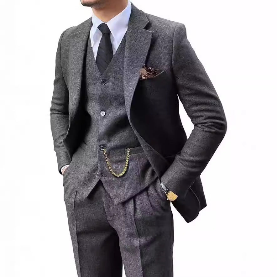 Men’s Herringbone Slim-Fit Suit