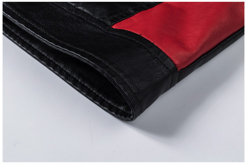 Men’s Stand-Collar Motorcycle Stitching Jacket