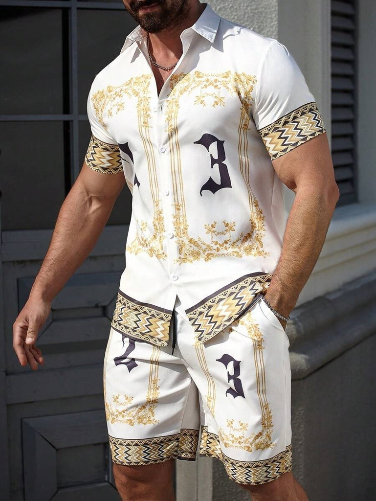 Men’s Trendy 3D Print Two-Piece Set