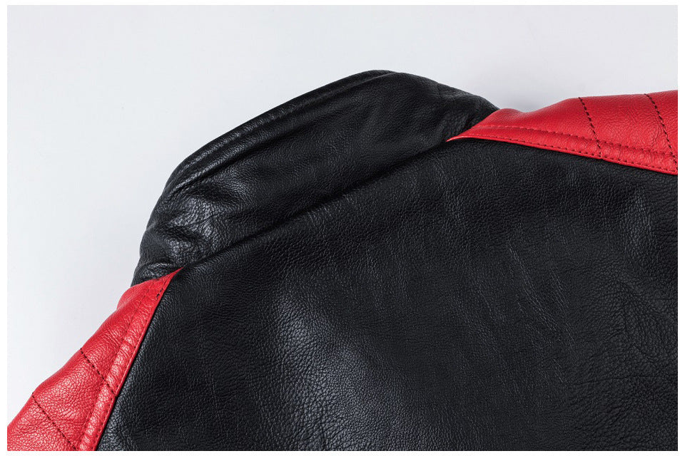 Men’s Stand-Collar Motorcycle Stitching Jacket