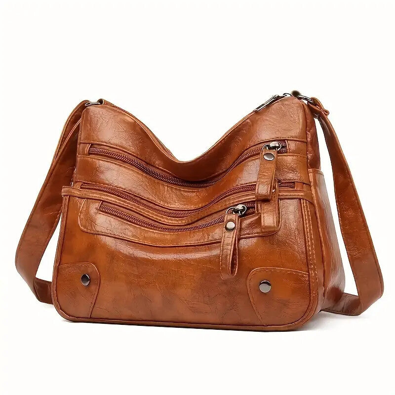 Women’s Soft Washed Multi-Zipper Crossbody Bag