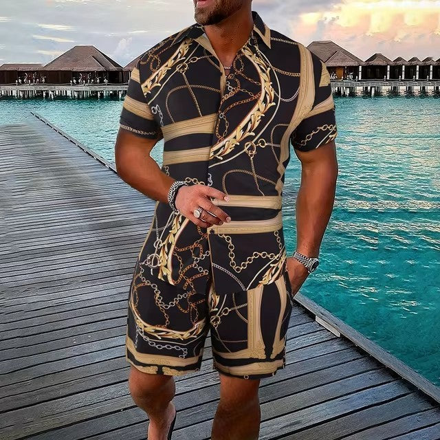 Men’s Summer Vacation Wear Two-Piece Set