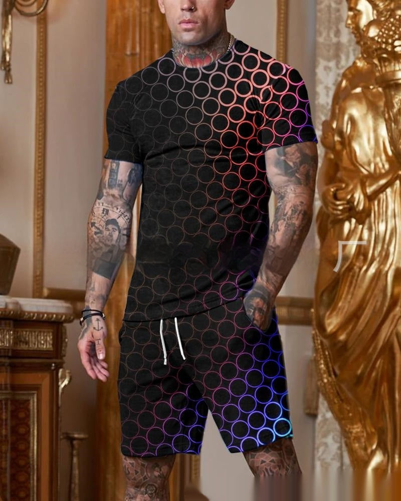 Men’s Stylish Gradient Short Sleeve Set