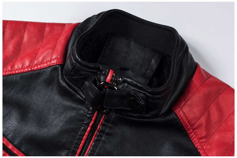 Men’s Stand-Collar Motorcycle Stitching Jacket