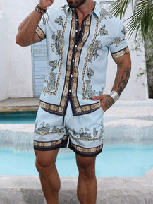 Men’s Trendy 3D Print Two-Piece Set