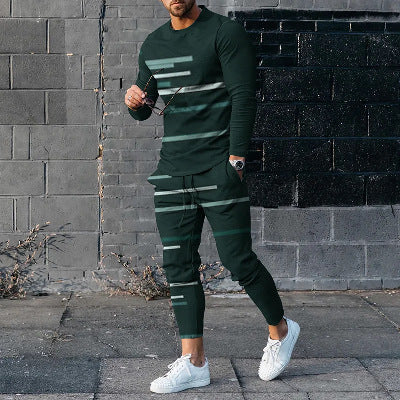 Men’s Round Neck Long Sleeve Two-Piece Set