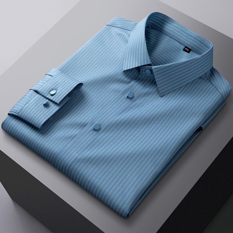 Men’s Striped Bamboo Fiber Long-Sleeve Shirt