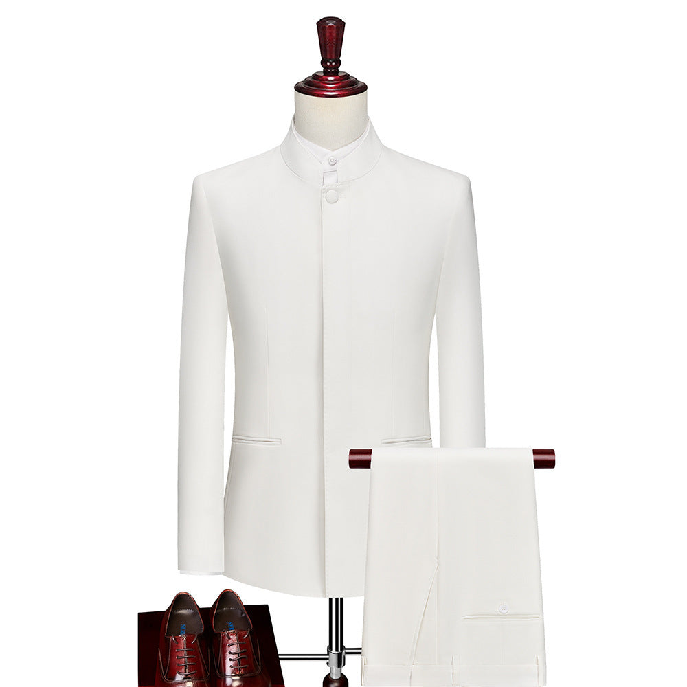 White Zhongshan Suit Set for Men
