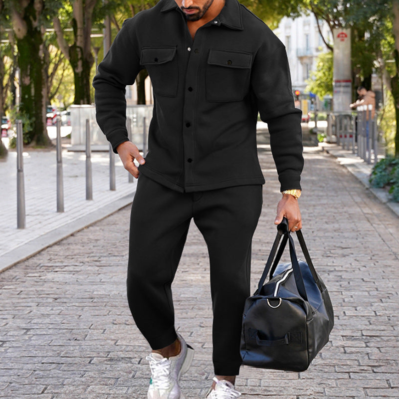 Men’s Classic Suede Single-Breasted Suit