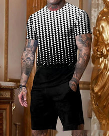 Men’s Stylish Gradient Short Sleeve Set