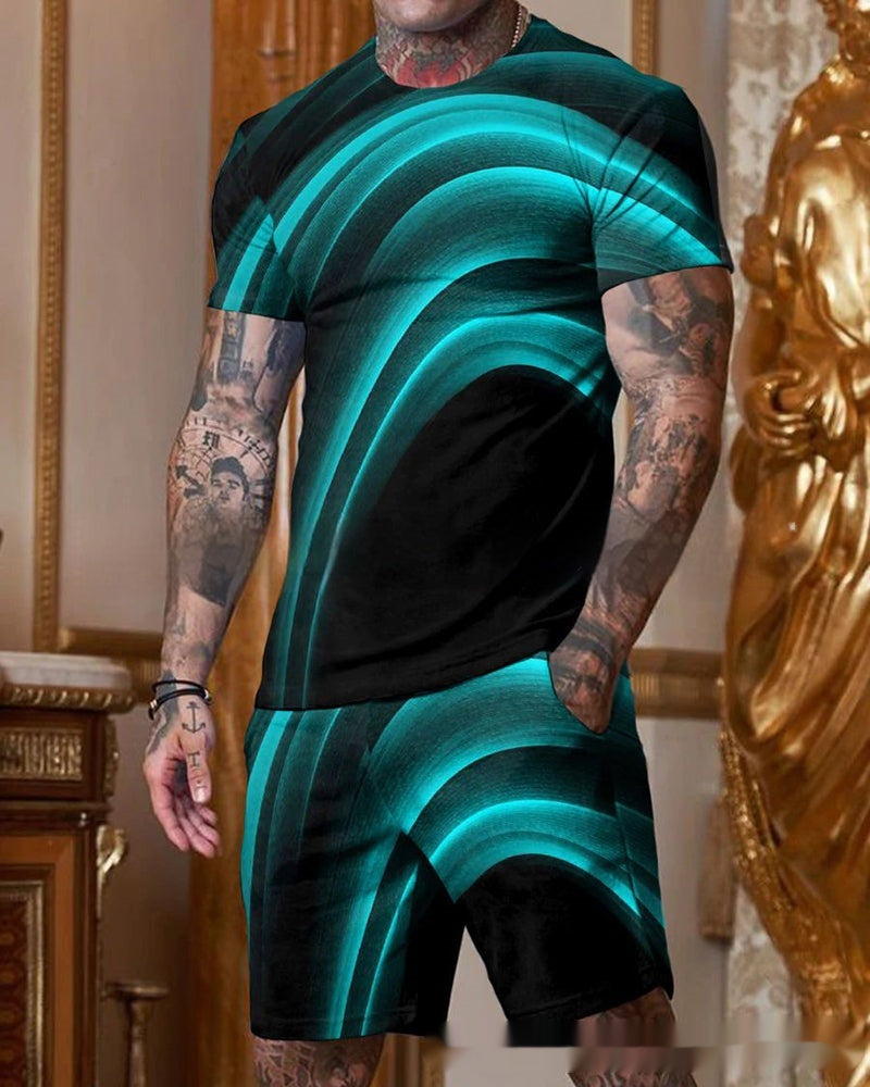 Men’s Stylish Gradient Short Sleeve Set