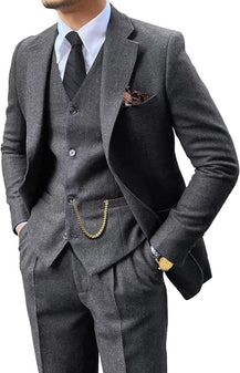Men’s Herringbone Slim-Fit Suit