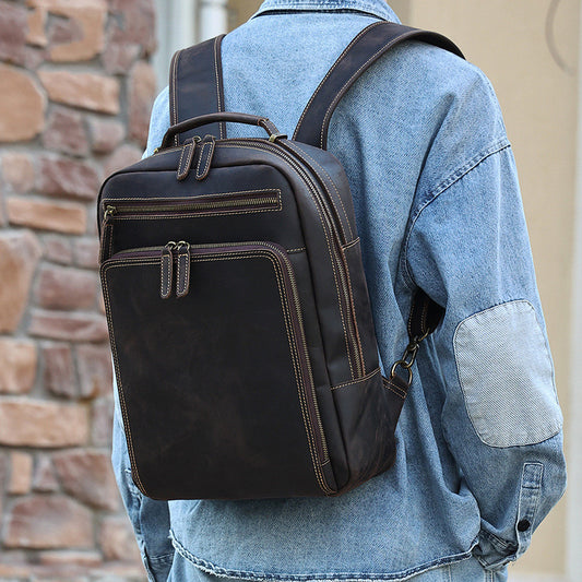 Men's Crazy Horse Leather Backpack