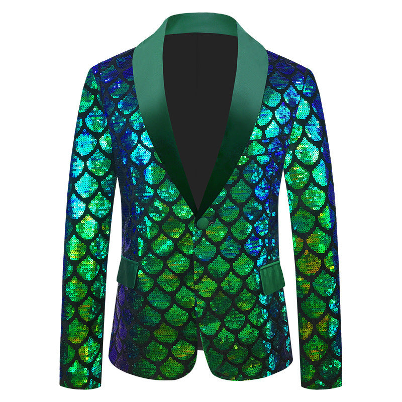 Men’s Dazzling Color Velvet Sequined Costume