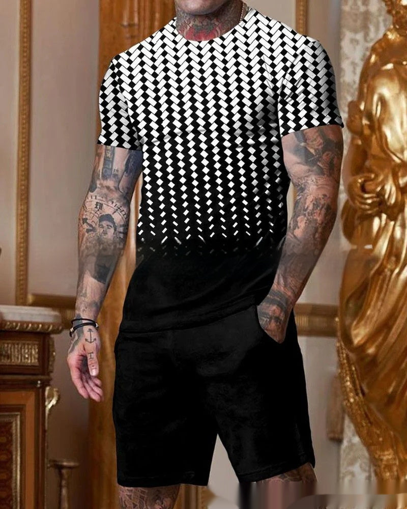 Men’s Stylish Gradient Short Sleeve Set