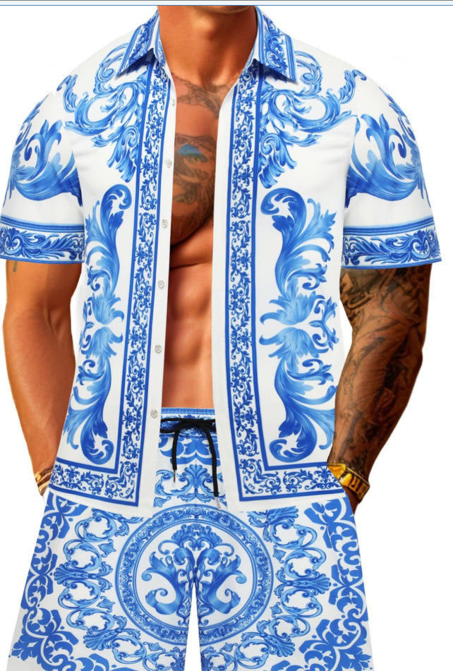Men’s Summer Vacation Wear Two-Piece Set