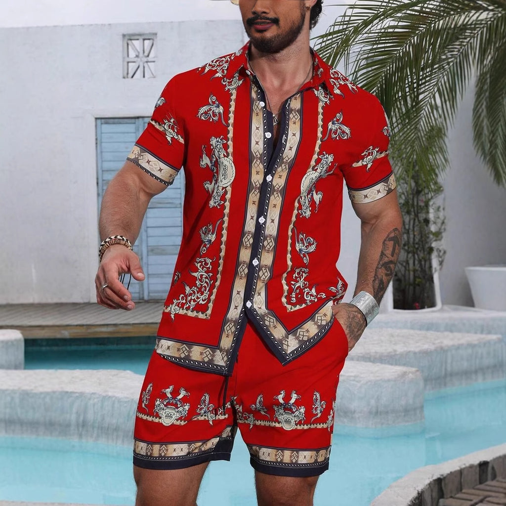 Men’s Trendy 3D Print Two-Piece Set