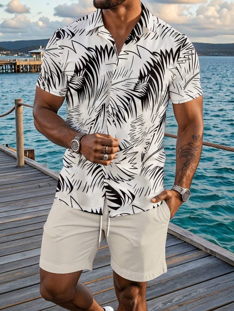Men’s Trendy 3D Print Two-Piece Set