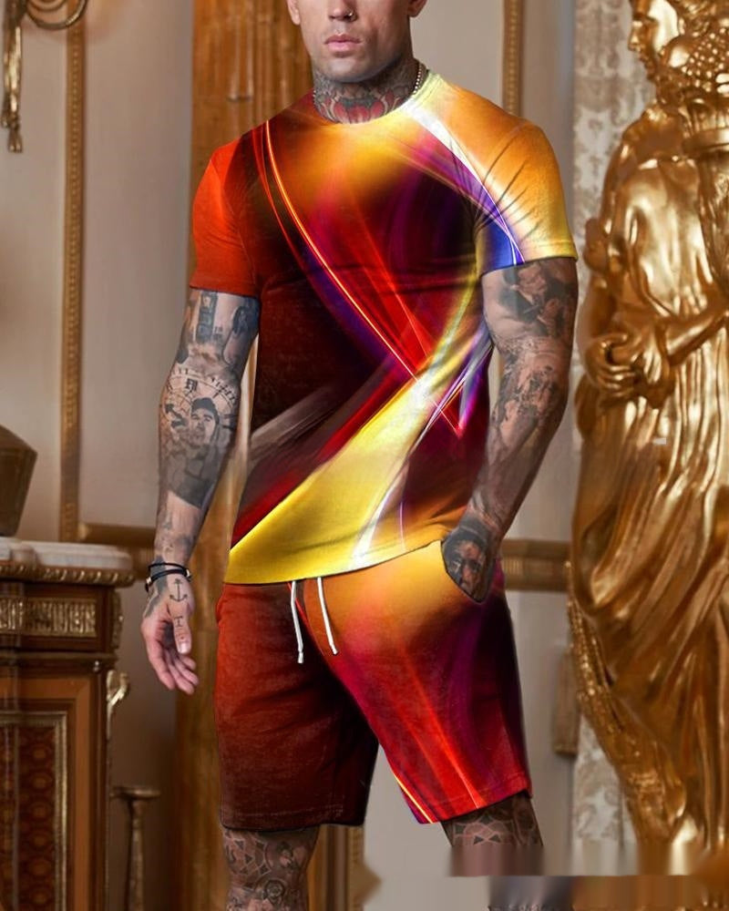 Men’s Stylish Gradient Short Sleeve Set