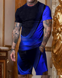 Men’s Stylish Gradient Short Sleeve Set