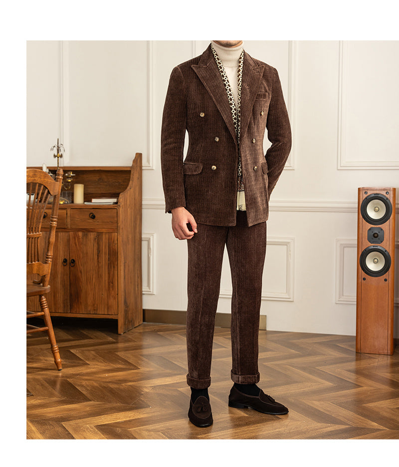 Men’s Stylish Double-Breasted Light Luxury Suit