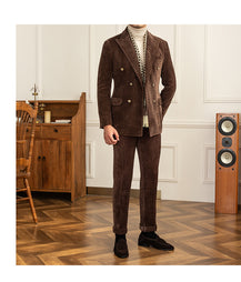 Men’s Stylish Double-Breasted Light Luxury Suit