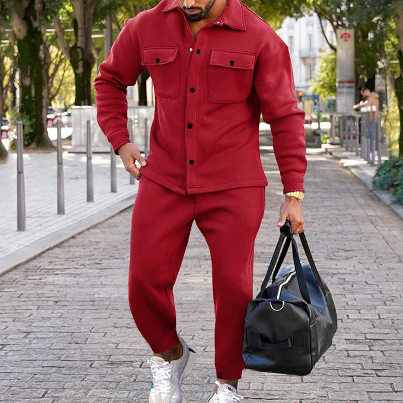 Men’s Classic Suede Single-Breasted Suit