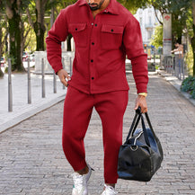 Men’s Classic Suede Single-Breasted Suit