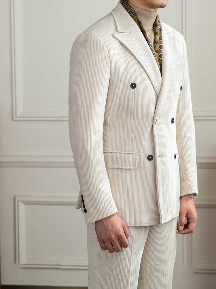 Men’s Stylish Double-Breasted Light Luxury Suit