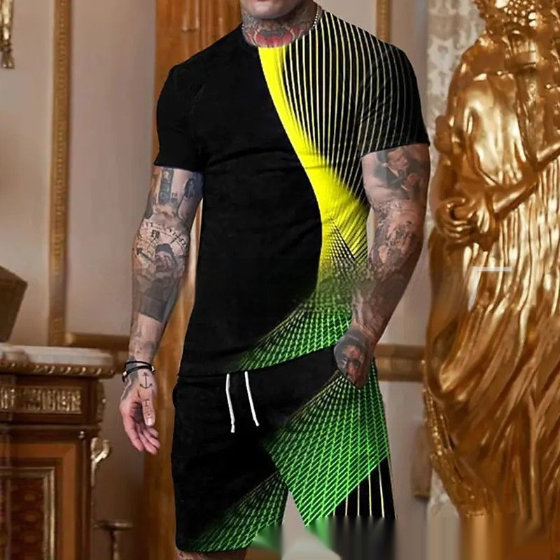 Men’s Stylish Gradient Short Sleeve Set