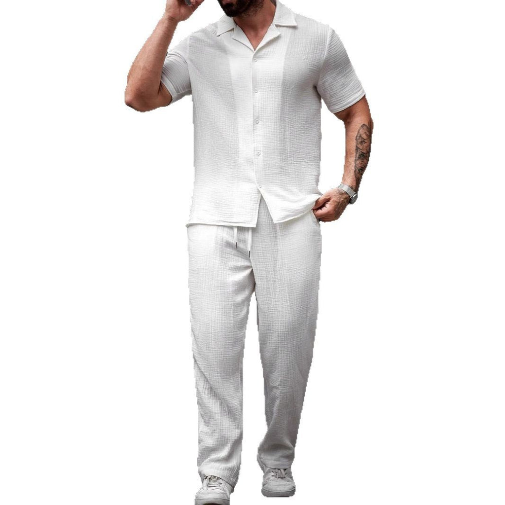 Men’s Polo Collar Shirt and Trousers Set