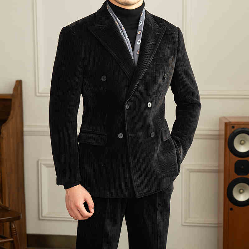 Men’s Stylish Double-Breasted Light Luxury Suit