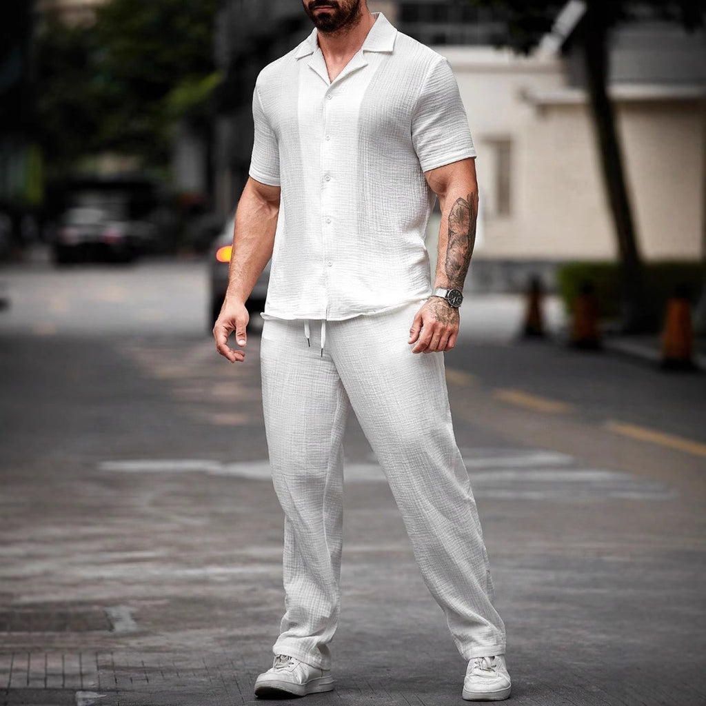 Men’s Polo Collar Shirt and Trousers Set