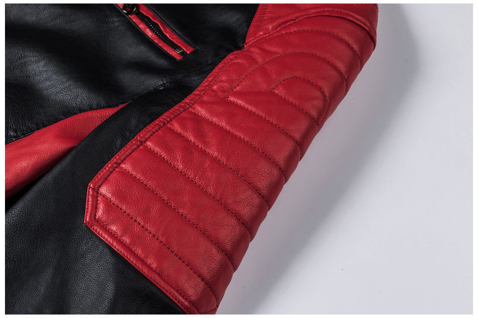 Men’s Stand-Collar Motorcycle Stitching Jacket